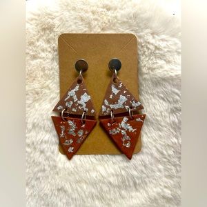 Handmade Polymer Clay Triangle Hypoallergenic Stud earrings